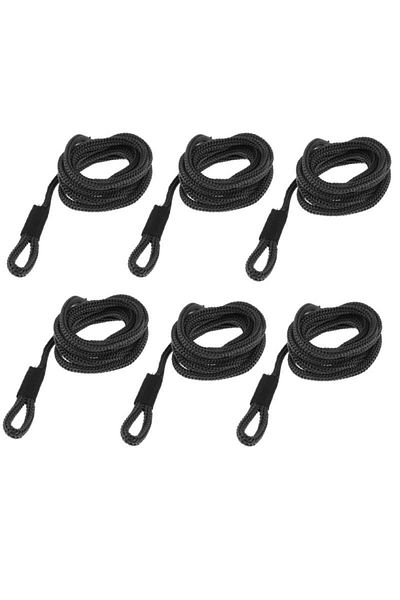 Choice 6x Black Rope 6pcs Boat Fender Lines Double Braided 6mm Thickness Bumper Fender Ropes Yacht Mooring