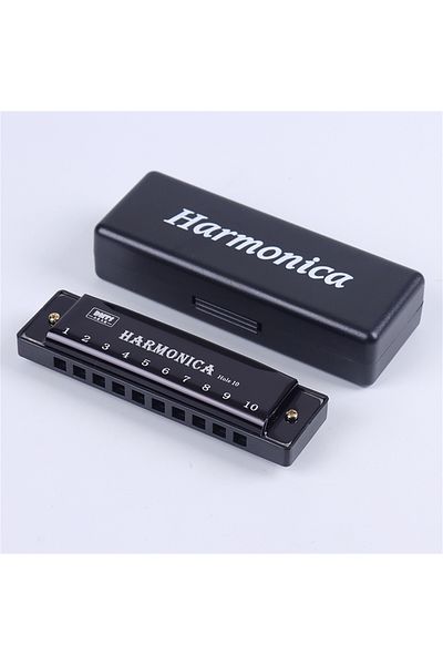 Miwayer Black 10 Holes Harmonica Mouthpiece Puzzle Musical Instrument Beginner Education Play Gift C