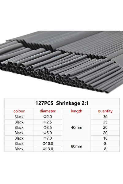 YTDMEN 127 قطعة 127/164/280/560 قطعة أنبوب قابل للانكماش بالحرارة أنبوب عزل مجموعة تغليف قابل للانكماش بالحرارة كهربائي