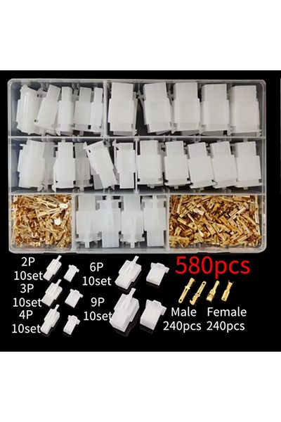 AOKIN 580pcs Car Motorcycle Electrical Connectors: 2.8mm 2 3 4 6 9 Pin Wire Terminal Hooks For Male & Fema