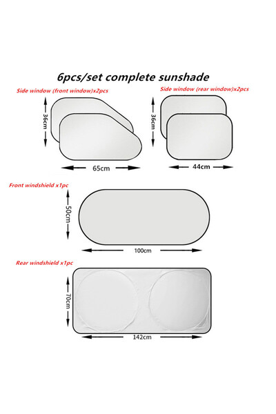 Choice مجموعة كاملة من 6 قطع من أغطية مظلات الشمس الصيفية للسيارة، قابلة للطي، ستائر شمسية للنافذة الأمامية، واقية من الشمس