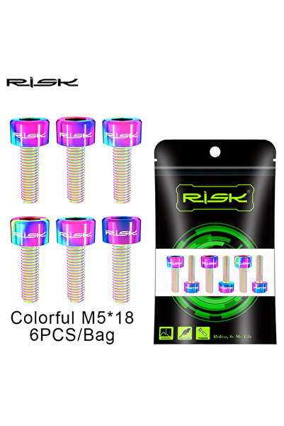 Choice براغي مقود دراجة من التيتانيوم M5x16mm/M5x18mm ملونة من RISK مقاس M5-1...