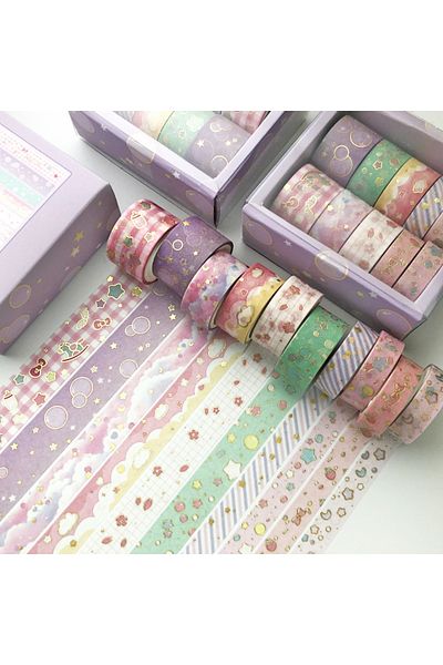 Choice Lovely 10 Pcs/set Kawaii Pink World Gold Decorative Adhesive Tape Masking Washi Tape Diy Scrapbookin