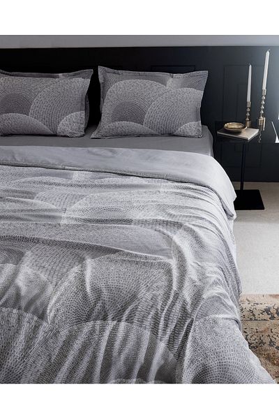 Madame Coco Rochelle Double 100% Cotton Printed Satin Bedding Set - Gray