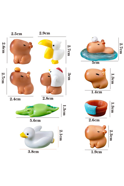 Choice 10 قطع 10 قطع/مجموعة من نماذج حيوانات محاكاة كابيبارا الصغيرة لشخصيات ...