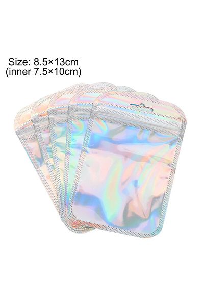 Choice 8.5cmx13cm 50pcs/bag Iridescent Self Sealing Opp Bags Thicken Transparent With Hang Hole Jewelry Dis