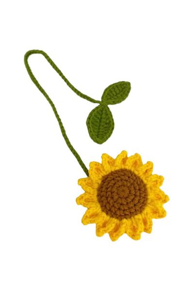 Choice 1 Pcs Multipurpose Handmade Crochet Sunflower Car Rearview Mirror Decoration Charm Ornaments Auto In