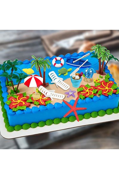 Choice 15pcs 15pcs Summer Ocean Cake Toppers, Tropical Hawaiian Aloha Luau Theme Party Decorations Supplies