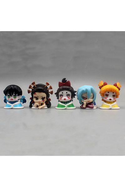 Choice 5pcs Demon Slayer Anime Figures Gk Kamado Nezuko Cross Dressing Sleep Doll Q Version Model Deskto...