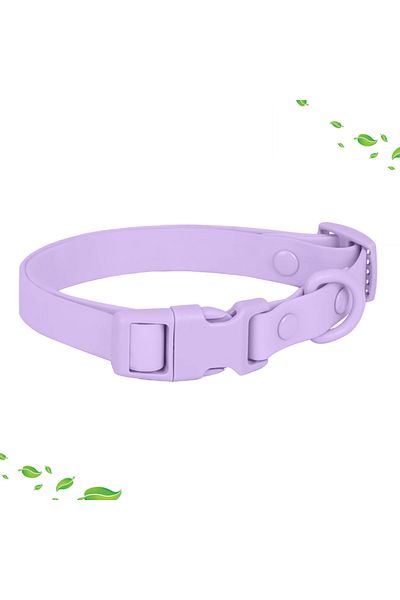 DUTRIEUX M purple New Macaron Colored PVC Dog Collar Waterproof Dirt Resistant Easy To Clean Pet Collar Adjus