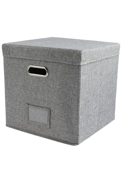 Choice 33x33x33cm Grey 13 Inch Foldable Organizer Large Capacity Vinyl Record Storage Box With Lid Cotton L