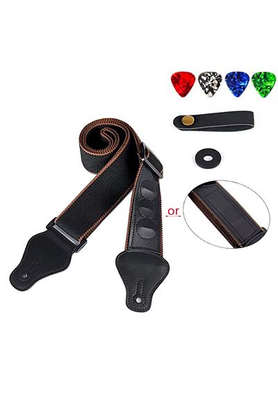 Miwayer Guitar Strap 7Pcs/Set Black PU Leather + Cotton for Ukulele Bass Musical Instrument Accessories