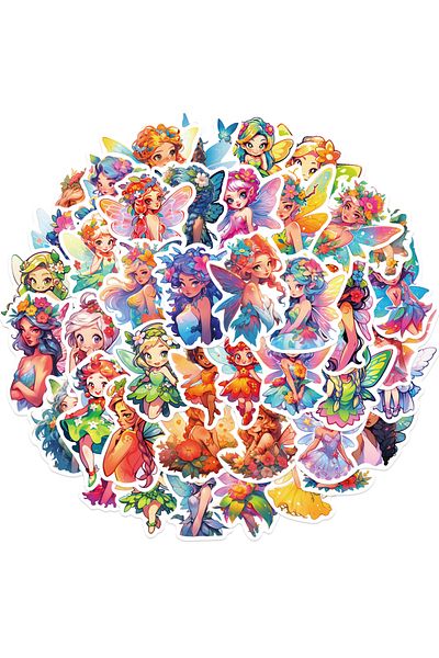 Choice 50pcs 50pcs Cute Cartoon Flower Fairy Stickers For Laptop Water Bottle Luggage Notebook Phone Waterp