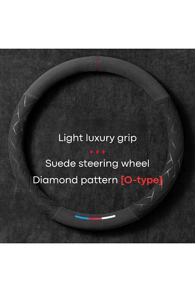 Choice أغطية عجلة القيادة من Diamond O، غطاء عجلة القيادة من جلد البقر المدبوغ، مقاس 37-38 سم، قابل للتنفس
