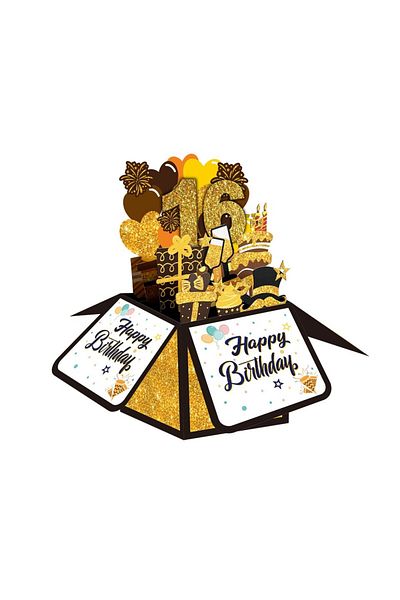 Choice 1PC, 18/30/40/50th Happy Birthday Pop-up Tape Note and Envelope 3D Pop-up Birthday Cards, Small B...