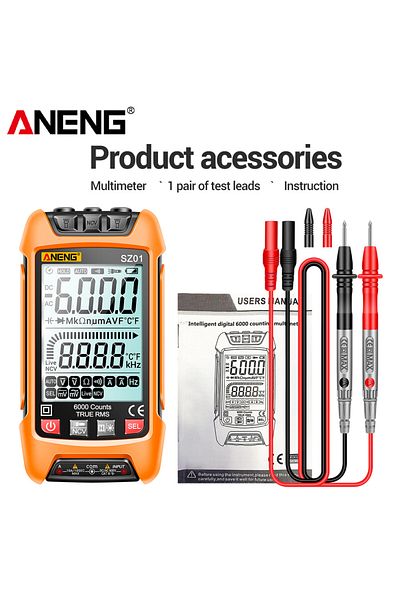 ANENG Sz01 Orange Sz02 Digital Multimeter Smart Ac/dcvoltage Capacitance Meter 6000 Counts Auto Ele