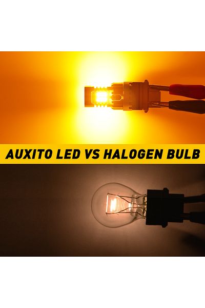 Choice AUXITO 2 قطعة 3157 T25 P27W LED أضواء إشارة الانعطاف العنبر الأصفر Canbus سيارة الجبهة الخلفية أضواء السهم ...