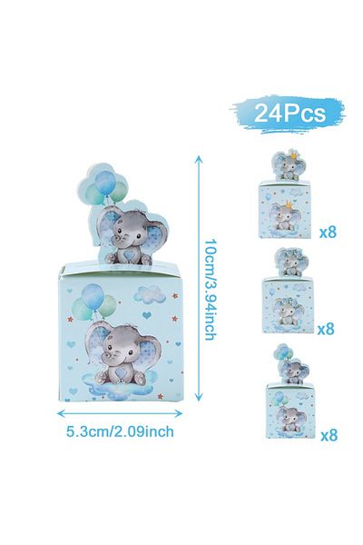 Choice 5.3x10cm 1 24pcs Baby Elephant Favor Box For Kids Birthday Party Blue Pink Candy Gift Boxes Treat Ki