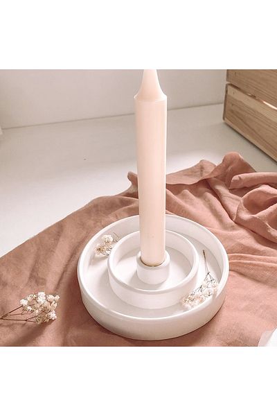 UDOCOOL Concrete Round Candlestick Siliocne Mold DIY Handmade Plaster Epoxy Resin Candle Holder Tray Mold...