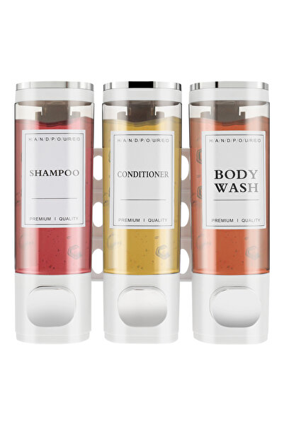 Choice موزع صابون سائل للحمام مثبت على الحائط باللون الأبيض مع حامل مطهر لليد...