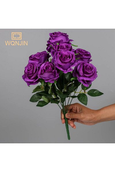 Choice Purple 9 Heads Purple Artificial Flowers Home Decoration 9 Color Beauty Silk Fake Flower Especial Fo