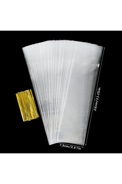 Choice 50pcs A 50/100/200pcs Clear Long Candy Treat Bag Cellophane Plastic Cookie Lollipop Gift Packaging B