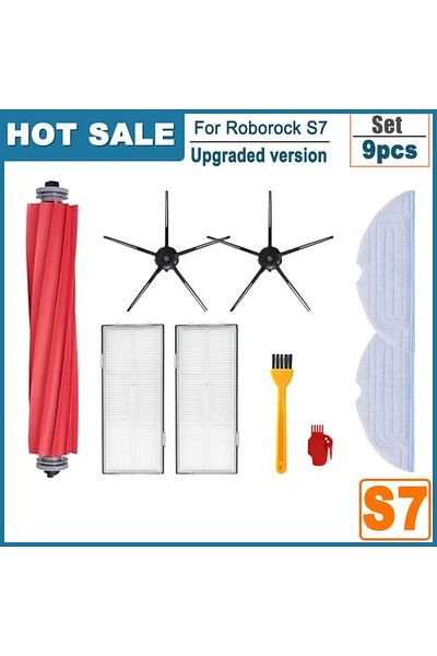 Choice 9pcs Accessories For Xiaomi Roborock S7 S70 S7max T7s T7s Plus Hepa Filter Mop Cloth Main Side Brush