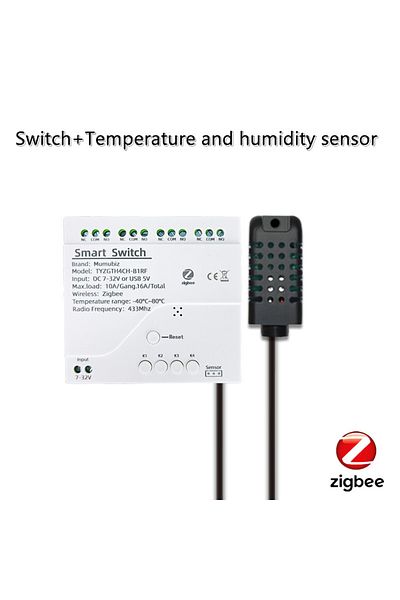 mumubiz Temp. Humi Switch Input 85-250v Tuya Smart Th10 Zigbee 4 Channel Switch With Temperature And Humidit