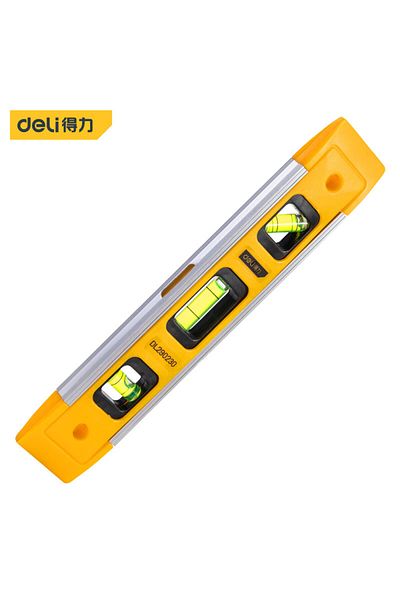 Deli 230mm 9 Inch Torpedo Level, Magnetic Box Level With 45°/90°/180° Bubbles, Shock Resistant Bubbl