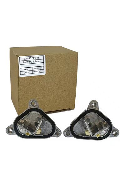 BAVISS وحدة DRL باللون الأصفر الليموني مع عيون ملاك باللون الأصفر الليموني لسيارة BMW M2 2 Series DRL LED متعددة الألوان F22 F23 F87 L