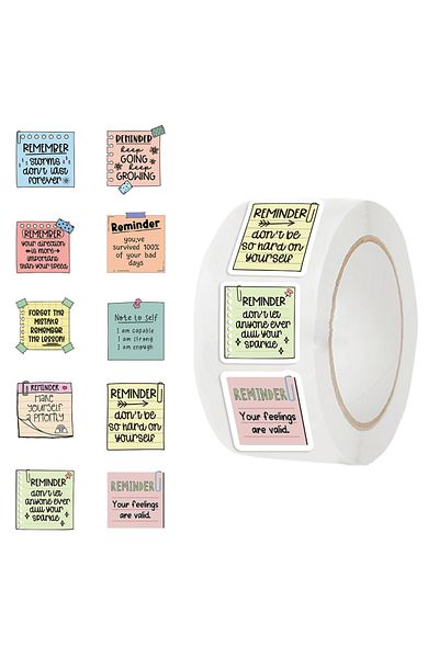 Choice 500pcs 500pcs/roll Reminder Phrase Sealing Stickers Creativity Diy Pvc Laptop Decals Decoration Stic