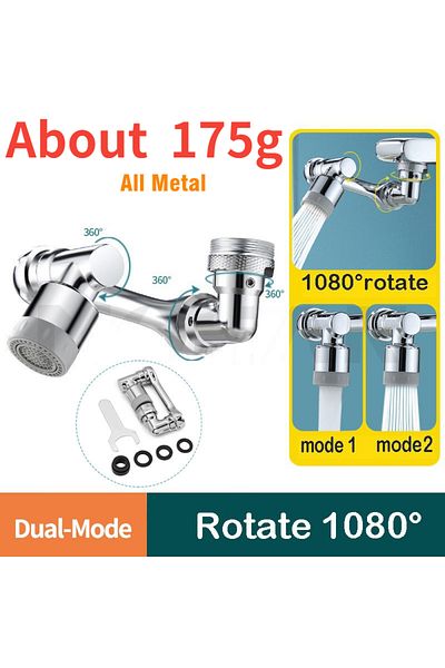 Choice 1pcs 1080 Degree Double 1080° Universal Rotation Faucet Sprayer Head 22/24mm Adaptor Washbasin Fauce