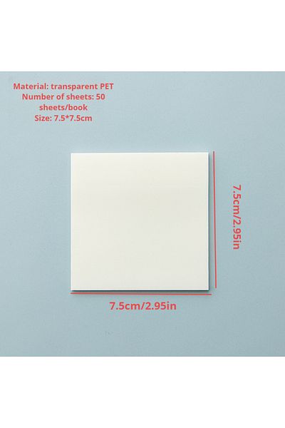 Choice 7.5x7.5 50sheets/set Transparent Sticky Note Pads Waterproof Self-adhesive Memo Notepad School Offic