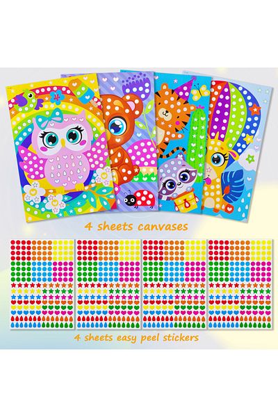 Choice A Children Dot Coloring Book Diy Color Dot Cartoon Animal Drawing Mosaic Puzzle Stickers Children L.