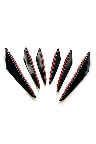 Choice Black 6pcs Hot Sale 6pcs/set Decoration Diffuser Splitter Fin Body Spoiler Canard Valence Chin Car T