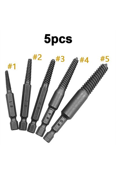 WEEKS Gray 5 In 1 Taps Damaged Screw Extractor Hexagonal Handle Center Drill Bits Set Broken Bolt Easy Out