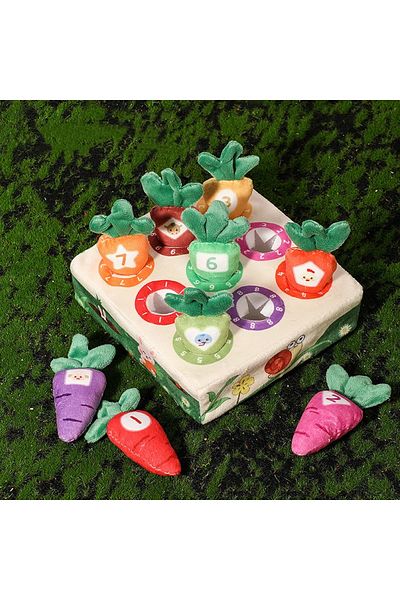 GGbell 9 Carrots Set Baby Carrot Harvest Game Cotton Montessori Game Shape Color Classification Matching Pu