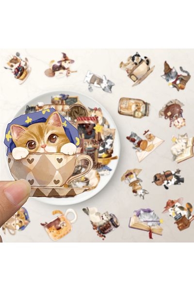 Choice 50pcs 50pcs Magical Cat Cafe Stickers Exquisite Animal Handbooks Mobile Phone Cases Laptops Suitcase
