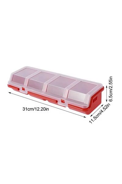 Choice Red 1pc Parts Storage Box Plastic Screw Organizer Box With 4 Compartment Tool Part Container Bin Wit