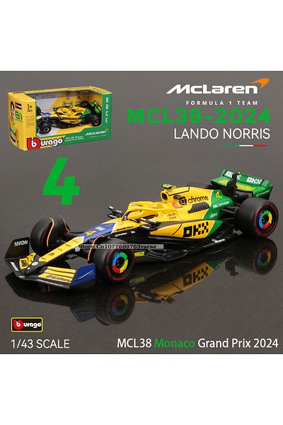 Choice 2024 Mcl38-4 Gp Bburago 1: 43 Mclaren F1 2024 Mcl38 2023 Mcl60 Monaco White Coating Alloy Luxury Car