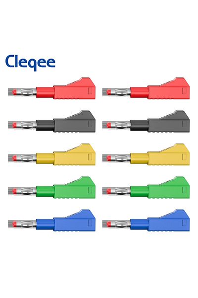 CLEQEE P10043 5 Colors X2 P10043 10pcs 4mm Banana Plug Stackable Safety Retractable Connector Solder