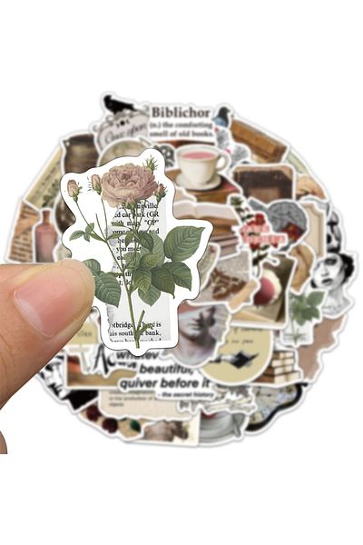 Choice 50pcs 50pcs Dark Academia Stickers Vintage Ins Style Exquisite Handheld Account Material Phone Case