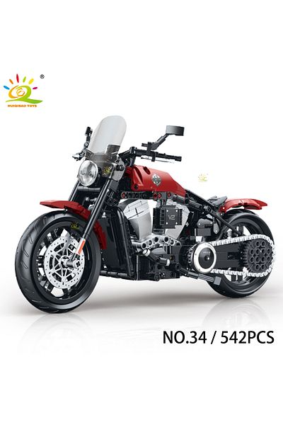 Choice With Box No.34 Huiqibao 1:8 Classic Motorbike Building Blocks High-tech Model Moto City Racer Bricks