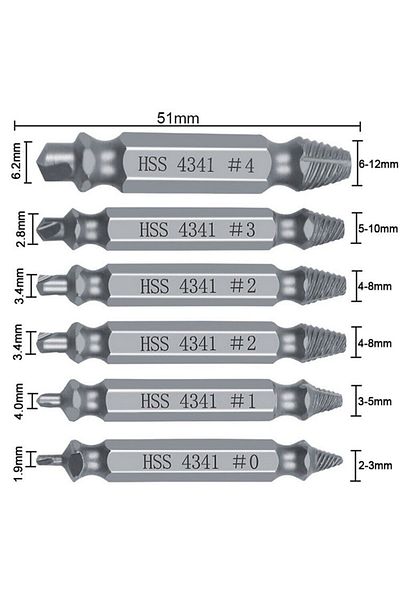 Choice 6pcs 6pcs Damaged Screw Extractor Easy Out Set Bolt Stud Remover Drills Tools Kit Tap Set Of Broken