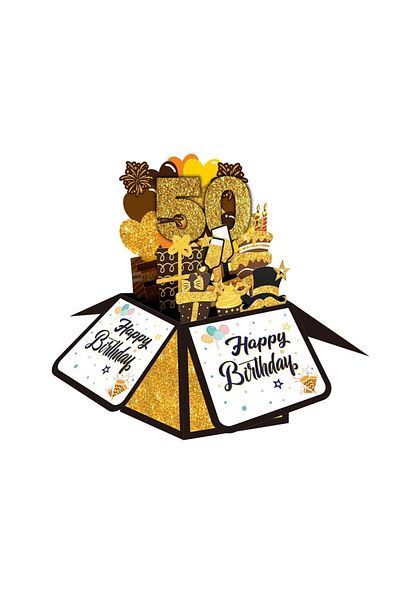 Choice 1PC, 18/30/40/50th Happy Birthday Pop-up Tape Note and Envelope 3D Pop-up Birthday Cards, Small B...