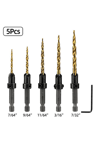 Choice 5 قطع - مثقاب مخروطي سداسي الساق من الفولاذ عالي السرعة من التيتانيوم ...