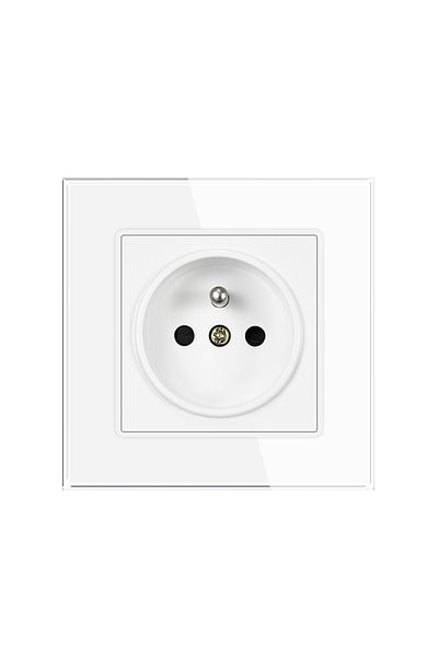 Choice White French Wall Socket 16a 250v 82*82mm Tempered Glass Panel Electrical Socket France Standard