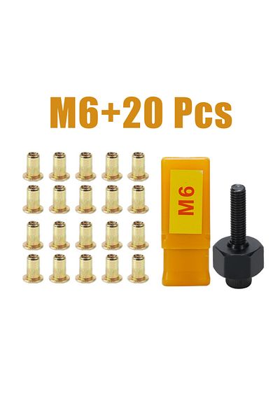 Choice أدوات صامولة البرشام M6 20 قطعة و21 قطعة، رأس صامولة البرشام اليدوي، دليل التثبيت البسيط، برشام لصامولة البرشام