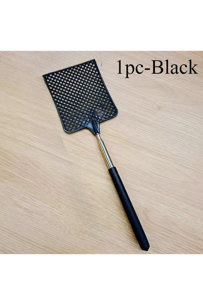 Choice قطعة واحدة - أسود، نصف قطعة - مضرب ذباب بلاستيكي صغير قابل للسحب؛ مقبض من الفولاذ المقاوم للصدأ مانع للانزلاق؛ طارد للبعوض في الصيف