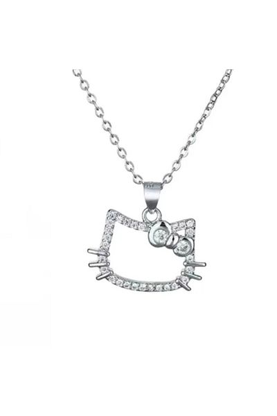 Choice Necklaces Sanrio Hello Kitty Necklaces Rings Kawaii Ladies Girl Simple White Zircon Elegant Necklace